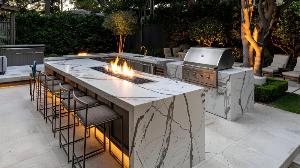 leathered granite outdoor kitchen