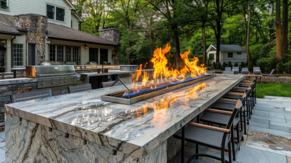 leathered granite outdoor kitchen